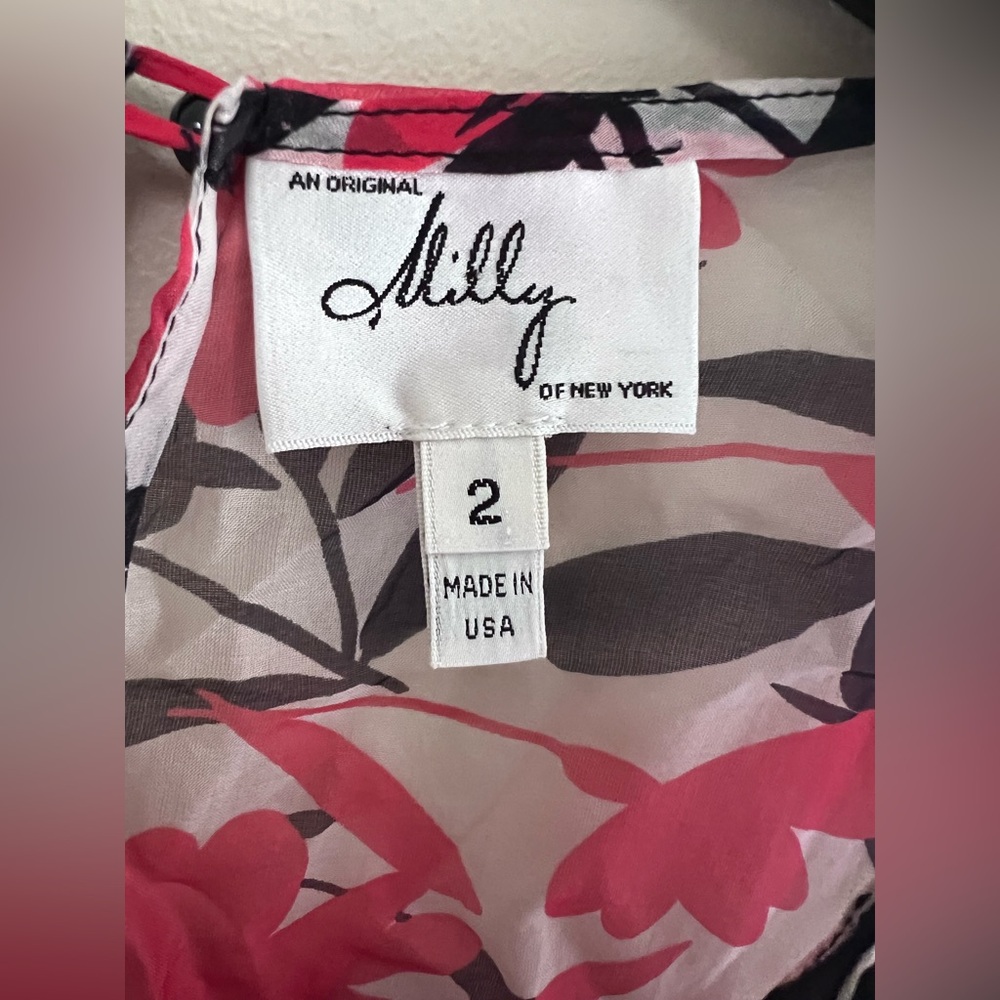 Milly Pink Floral Blouse with Black Bow NWT - Picture 5 of 8